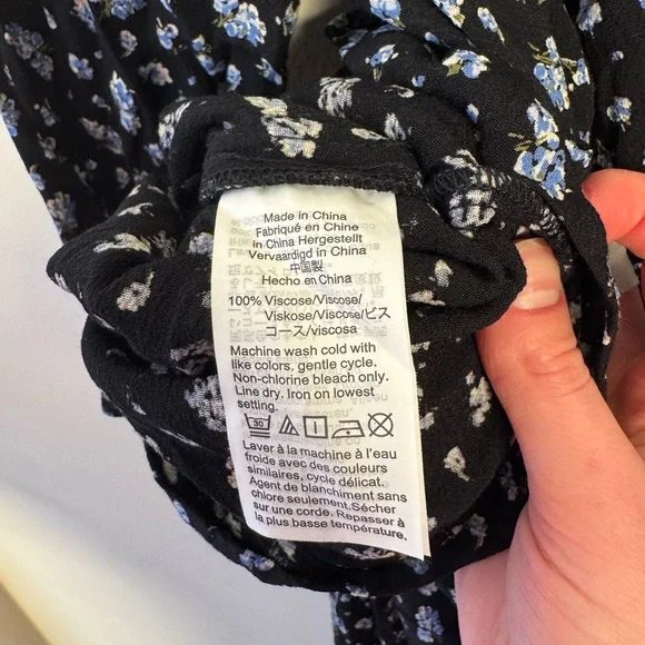 Madewell Black Ruffle-Sleeve Tie-Waist Jumpsuit in Blue Baby's Breath - Small - Picture 13 of 13